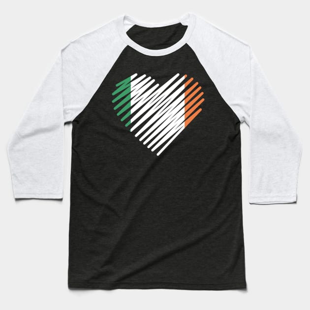 Love Ireland Heart Irish Shirt Irish Roots Baseball T-Shirt by Tracy